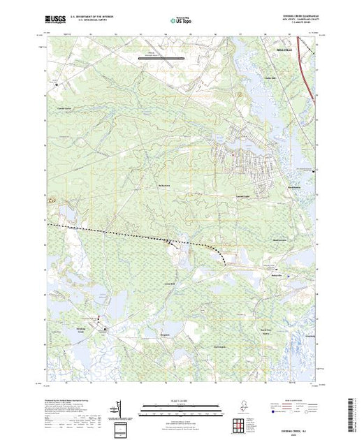US Topo 7.5minute map for Dividing Creek NJ American Map Store
