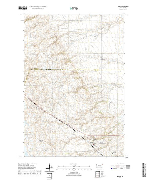 USGS US Topo 7.5-minute map for Marvin SD 2021 – American Map Store