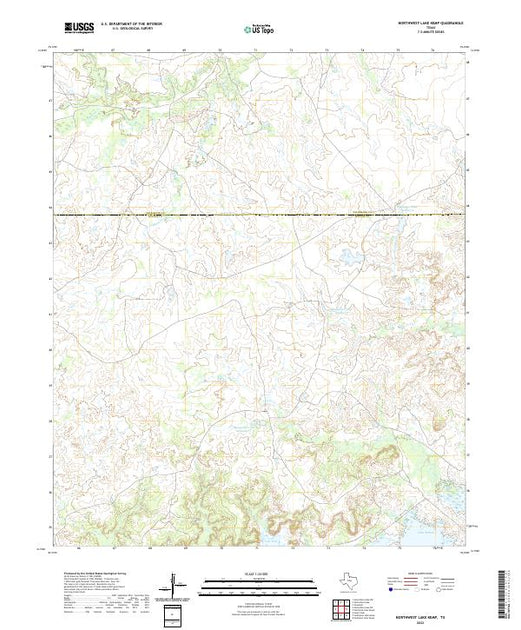 US Topo 7.5-minute map for Northwest Lake Kemp TX – American Map Store