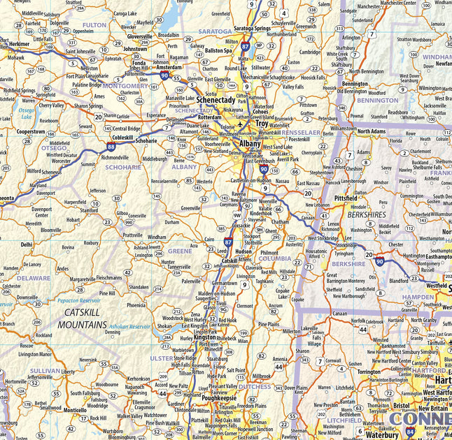 Northeast US Wall Map by Topographic Maps American Map Store