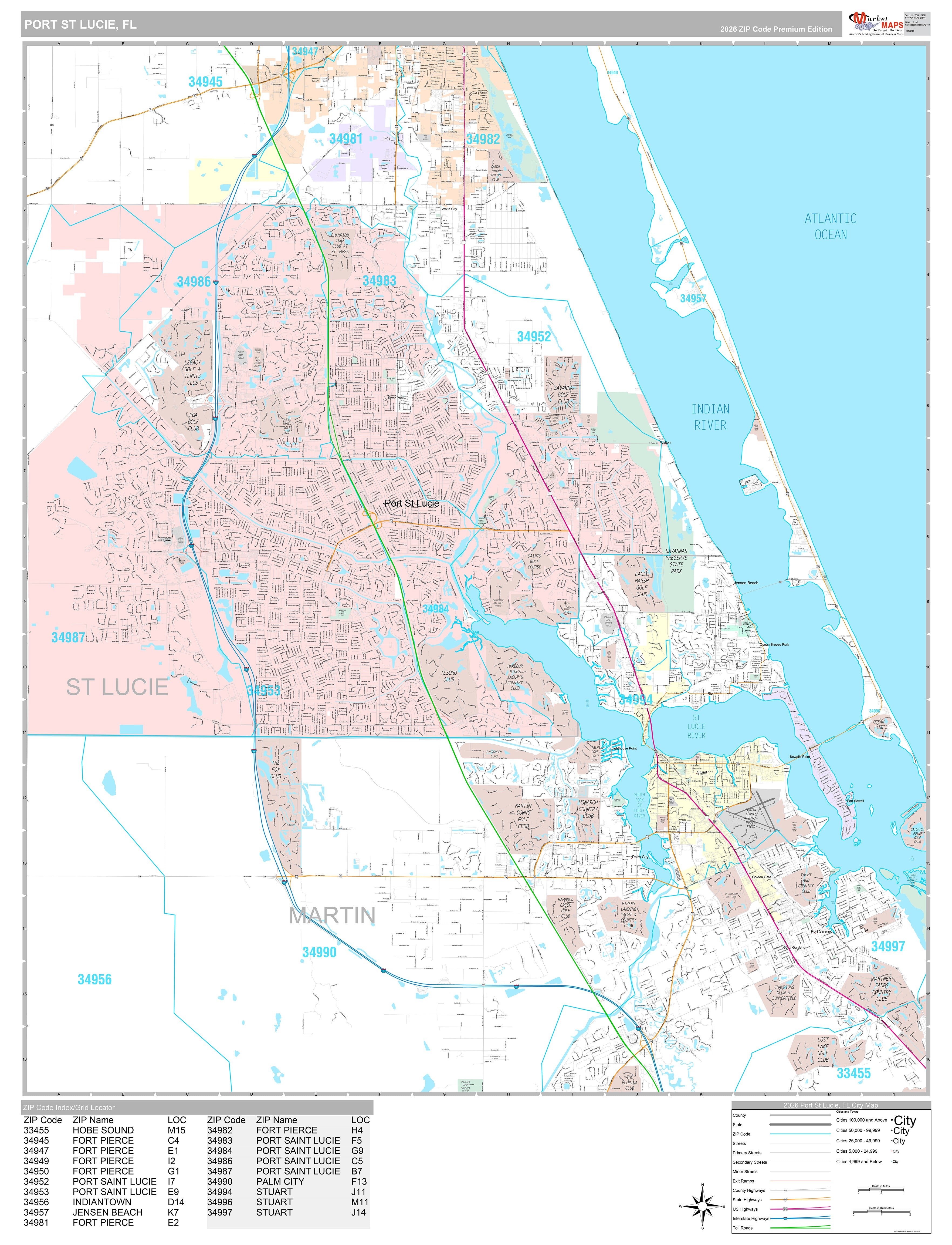 Premium Style Wall Map Of Port St Lucie FL American Map Store premium-style-wall-map-of-port-st-lucie-fl-american-map-store