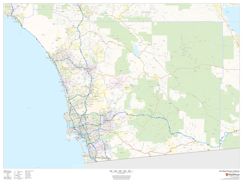 San Diego County Wall Map American Map Store