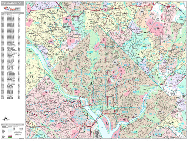 Premium Style Wall Map of Washington, DC by Market Maps