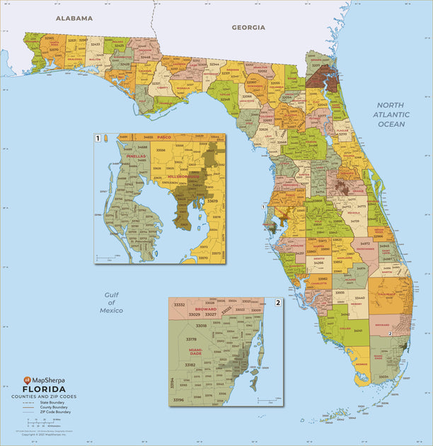 Hillsborough County, Florida - Zip Codes by Map Sherpa - The Map Shop