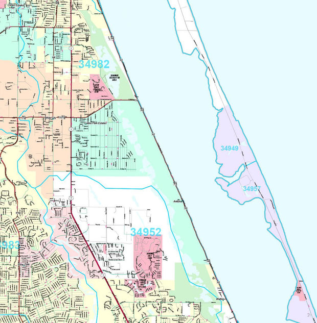 Premium Style Wall Map of Port St. Lucie, FL.  by Market Maps