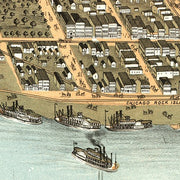 Bird's eye view of Rock Island, Illinois by A. Ruger, 1869
