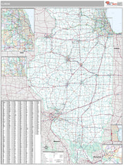 Premium Style Wall Map of Illinois by Market Maps