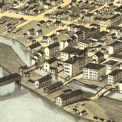 Bird's eye view of the city of Lafayette, Indiana by A. Ruger, 1868