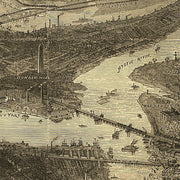 Bird's-eye view of Boston by T. Sulman, 1870s