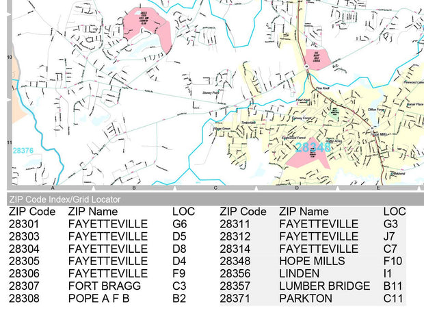 Premium Style Wall Map of Fayetteville, NC by Market Maps