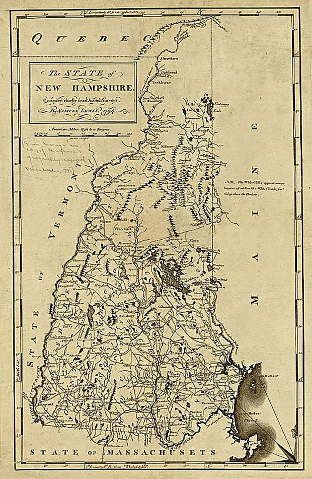 The State of New Hampshire compiled chiefly from actual surveys by Samuel Lewis, 1794