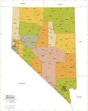 Nevada Zip Code Map with Counties
