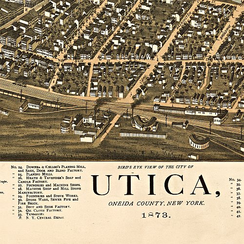 Utica, New York by H. Brosius, 1873