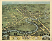 Bird's eye view of Warren, Ohio by A. Ruger, 1870