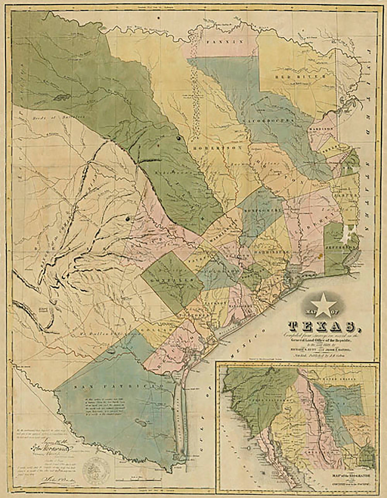 Texas 1839 General Land Office of the Republic – American Map Store