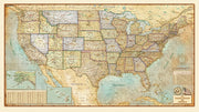USA Antiqued Wall Map