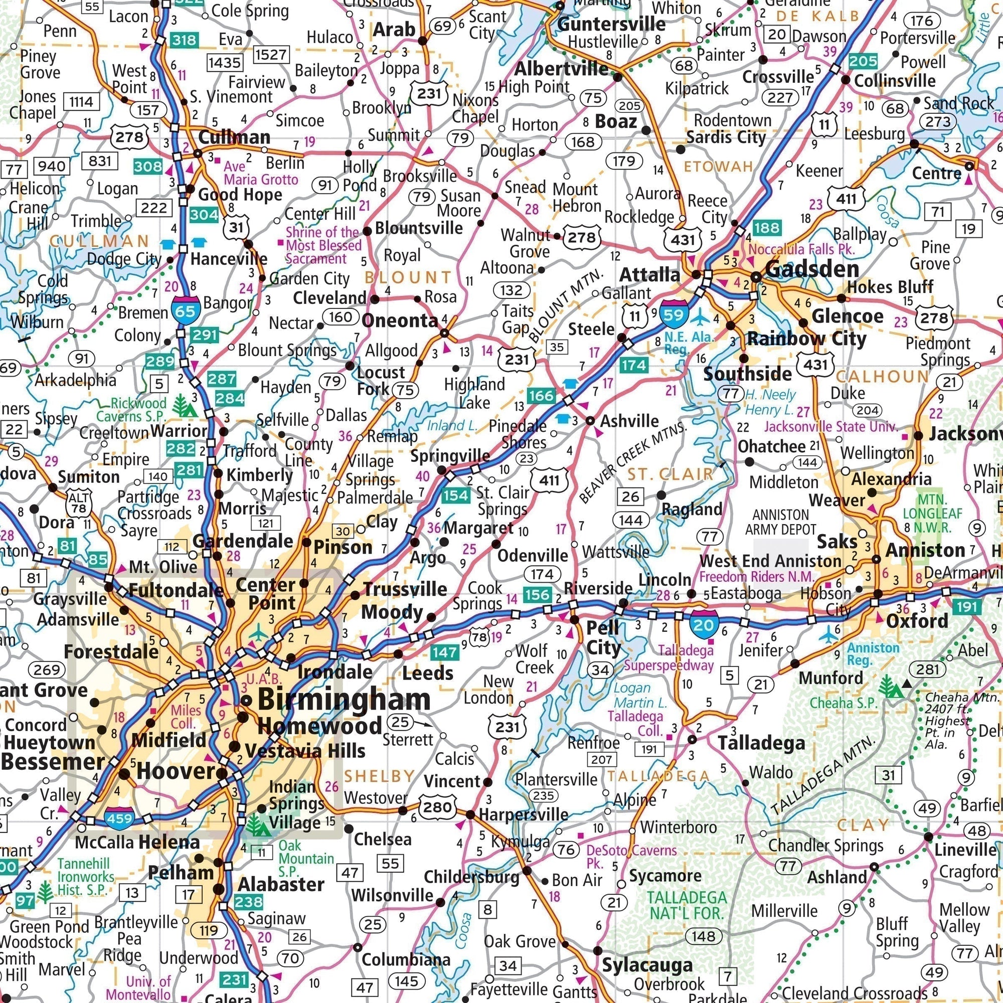 Map of the state of Alabama