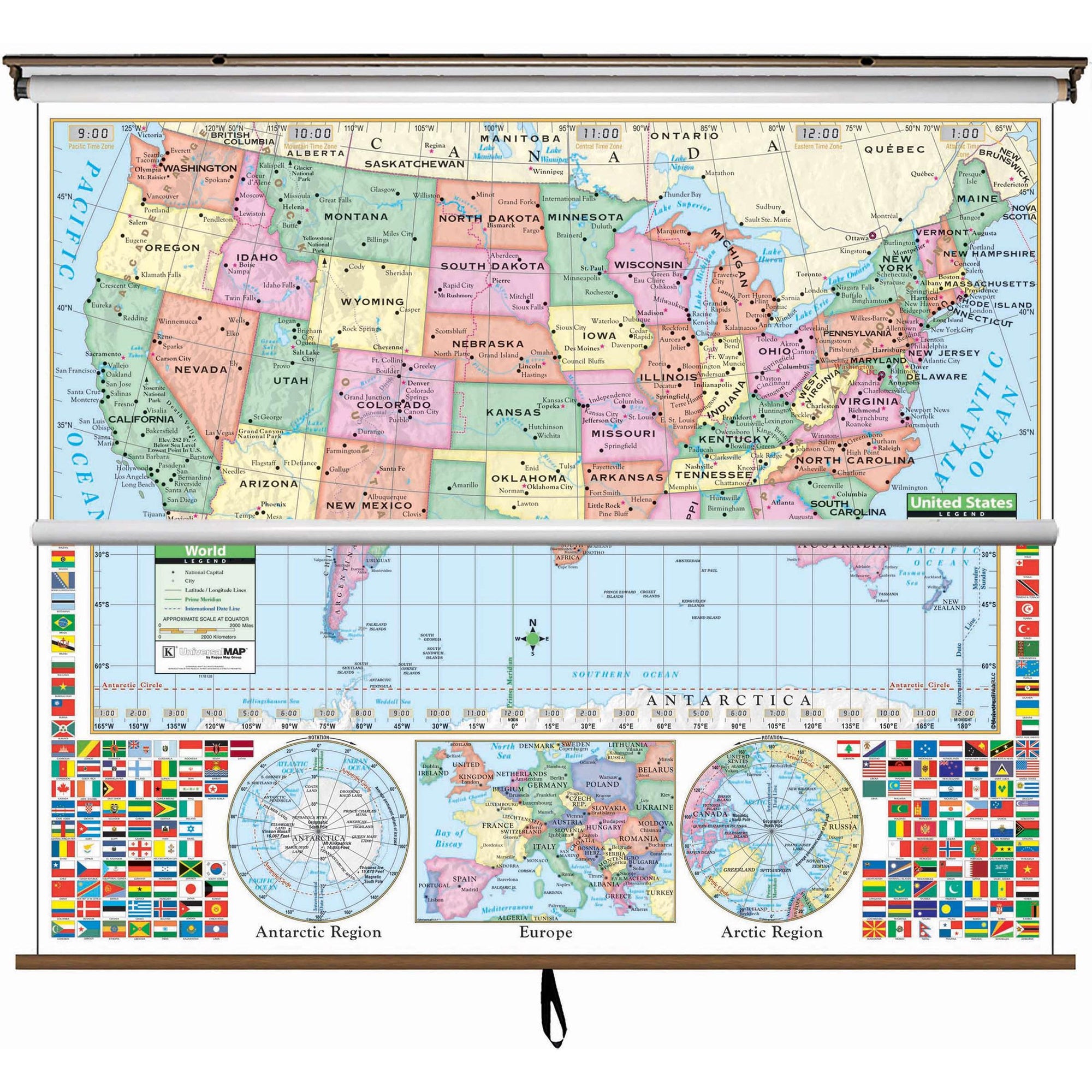 Us and World Combo Map Pulldown Set