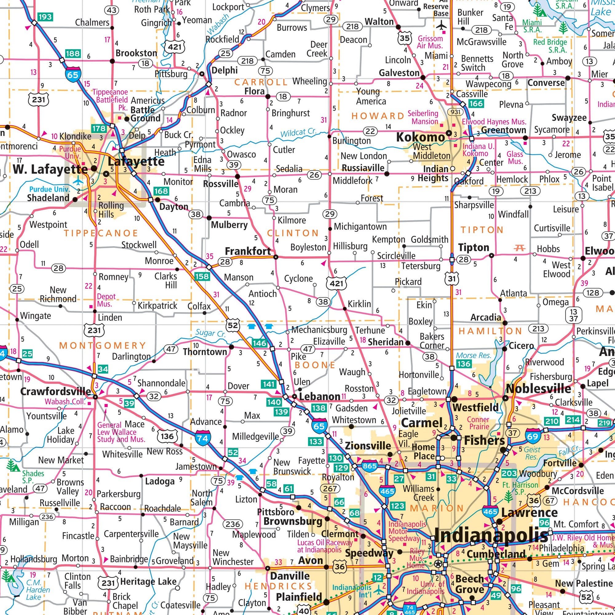Map of the state of Indiana