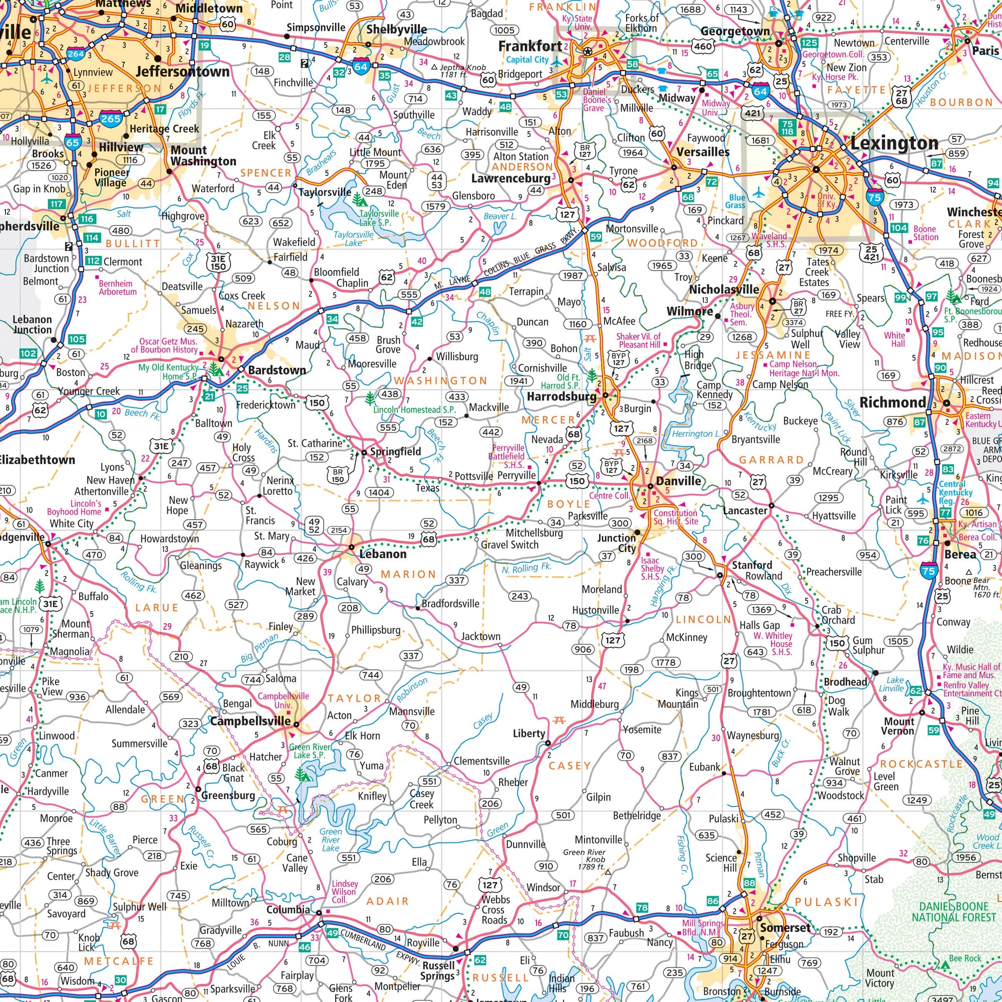 Map of the state of Kentucky
