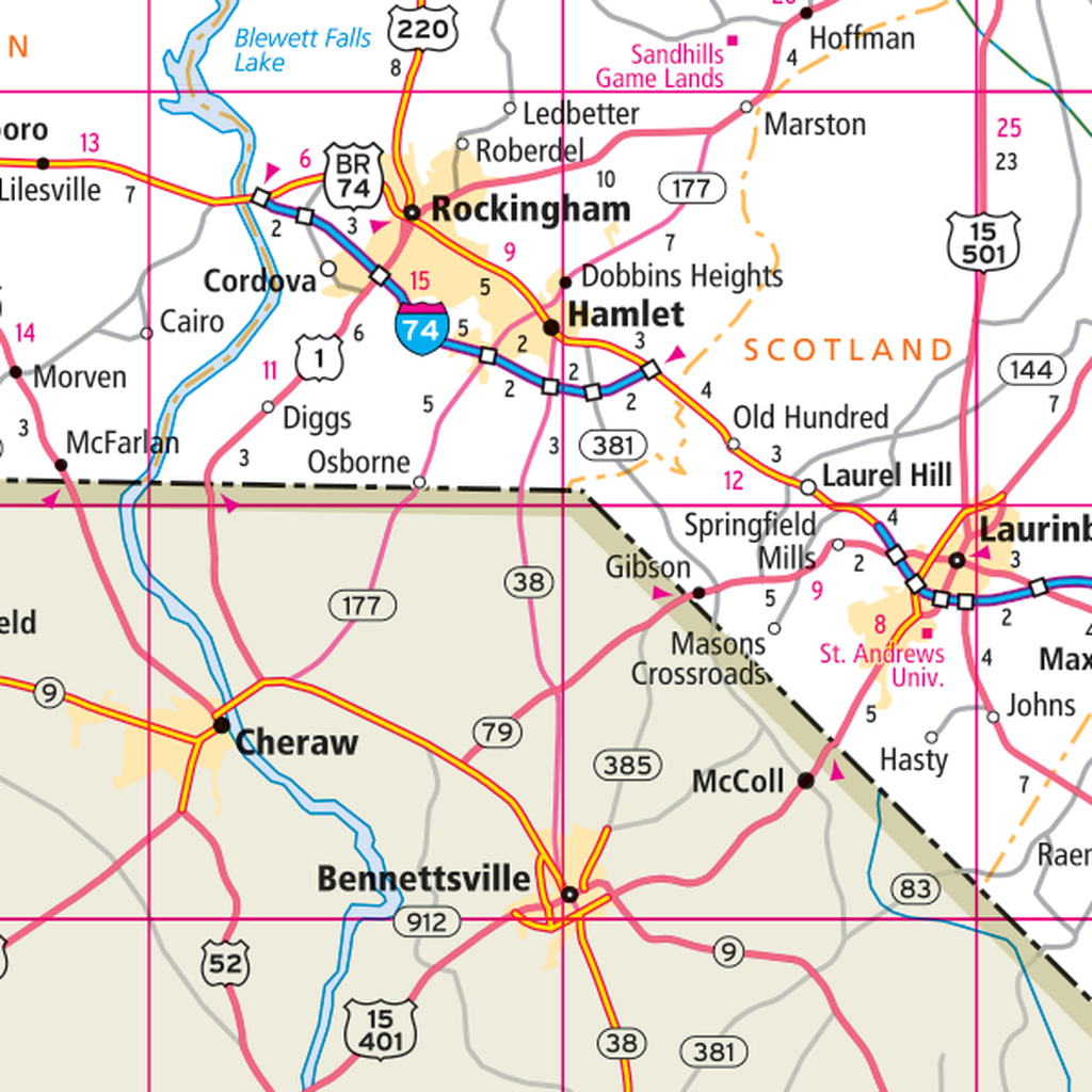 Map of the state of North Carolina