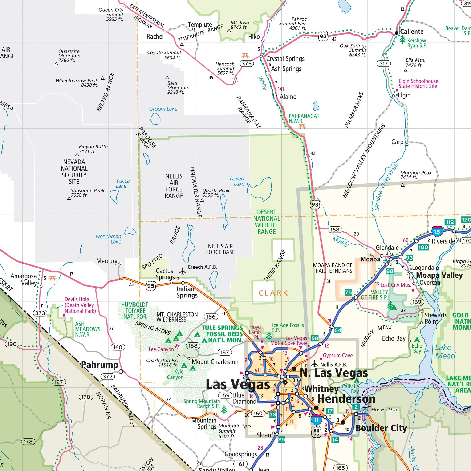 Map of the state of Nevada