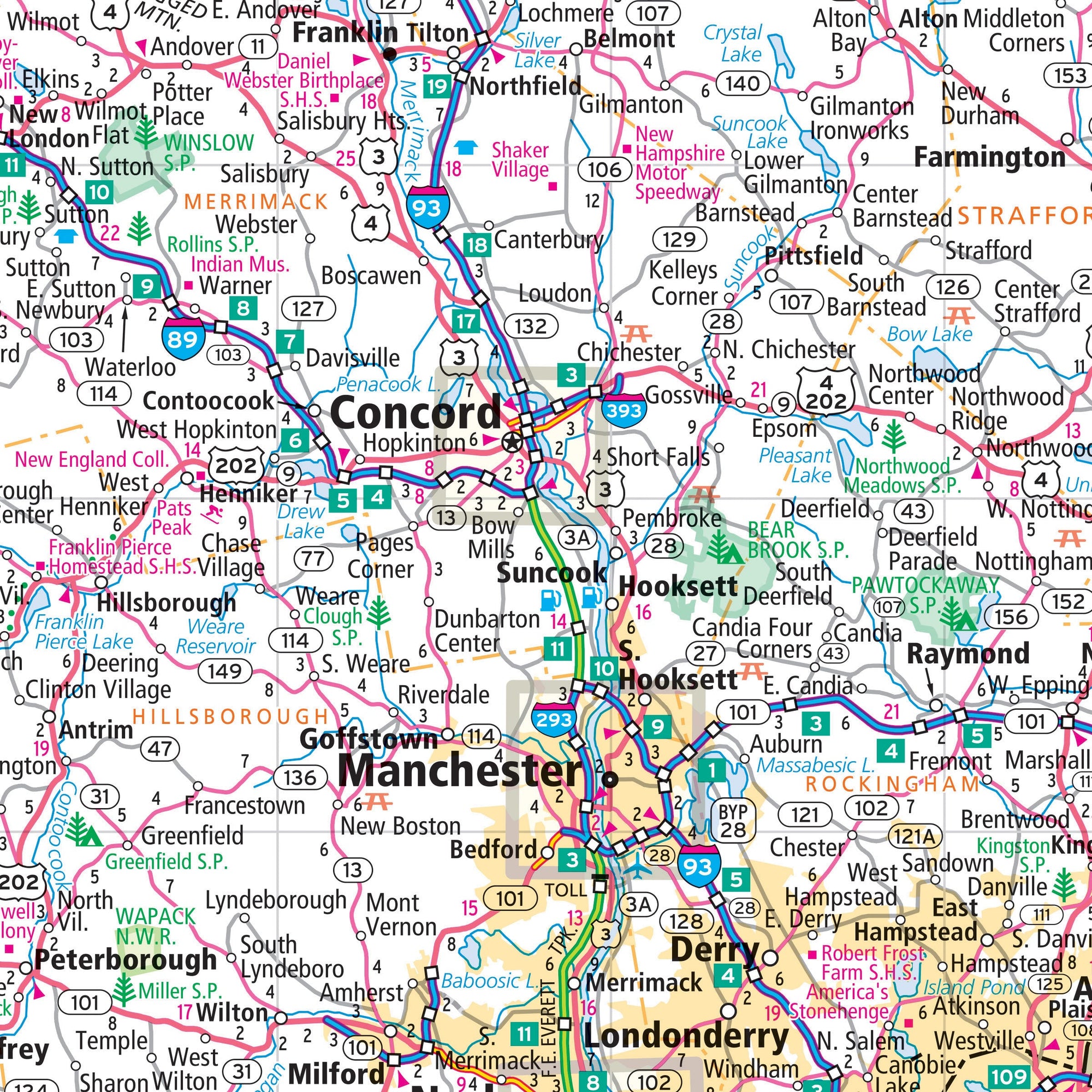 Map of the state of New Hampshire