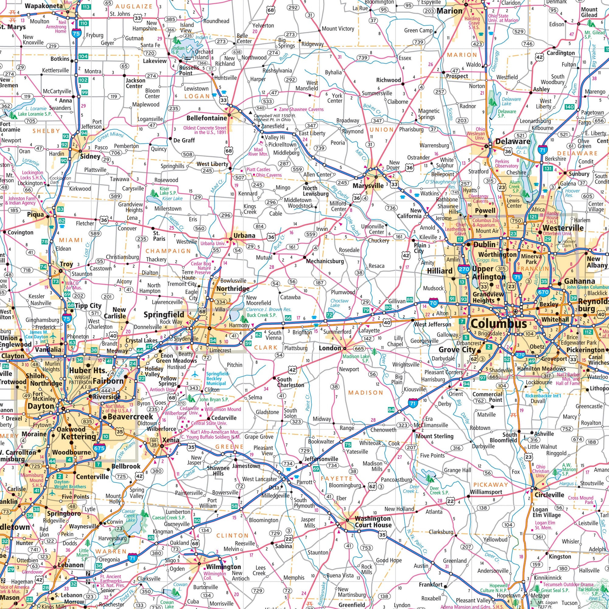 Map of the state of Ohio