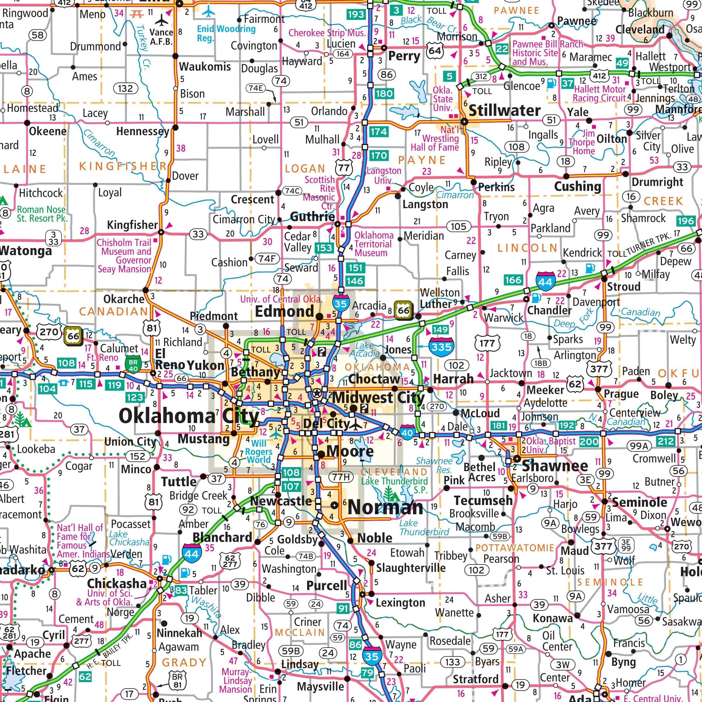 Oklahoma City Wall Maps – American Map Store