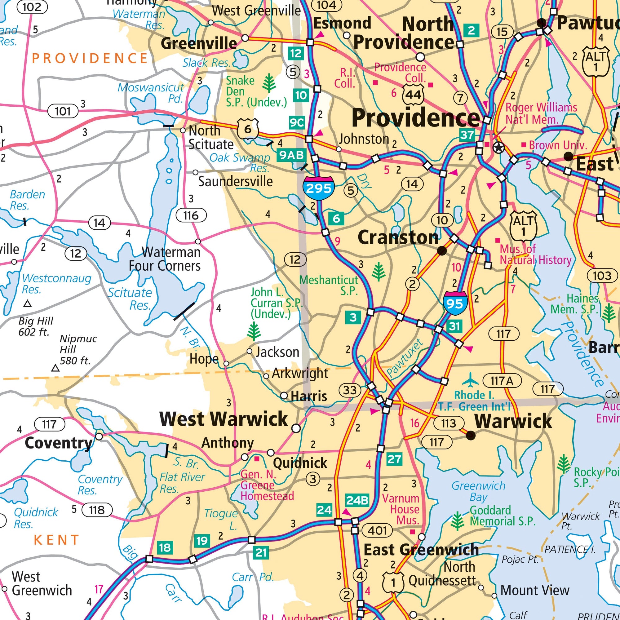 Map of the state of Rhode Island