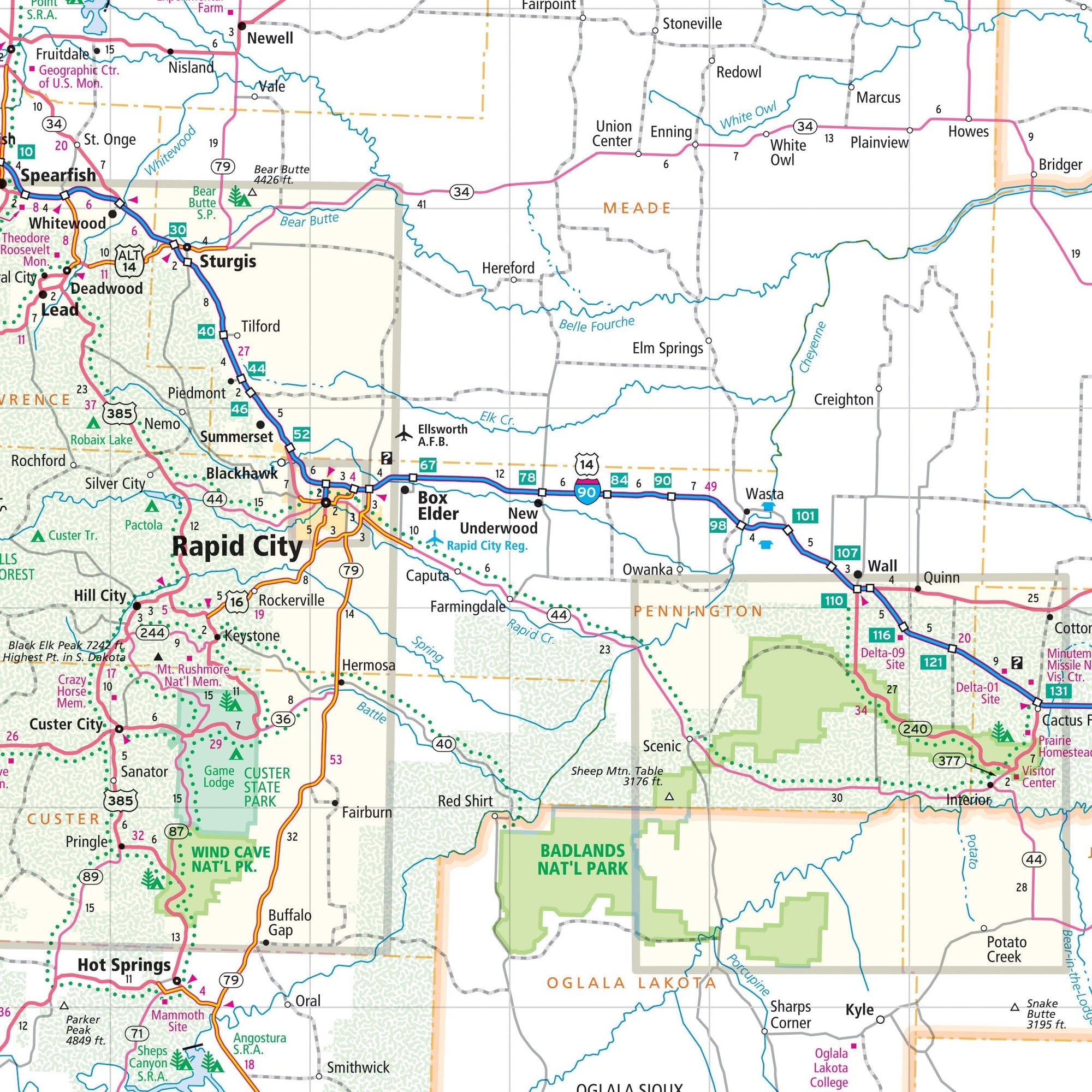 South Dakota city map