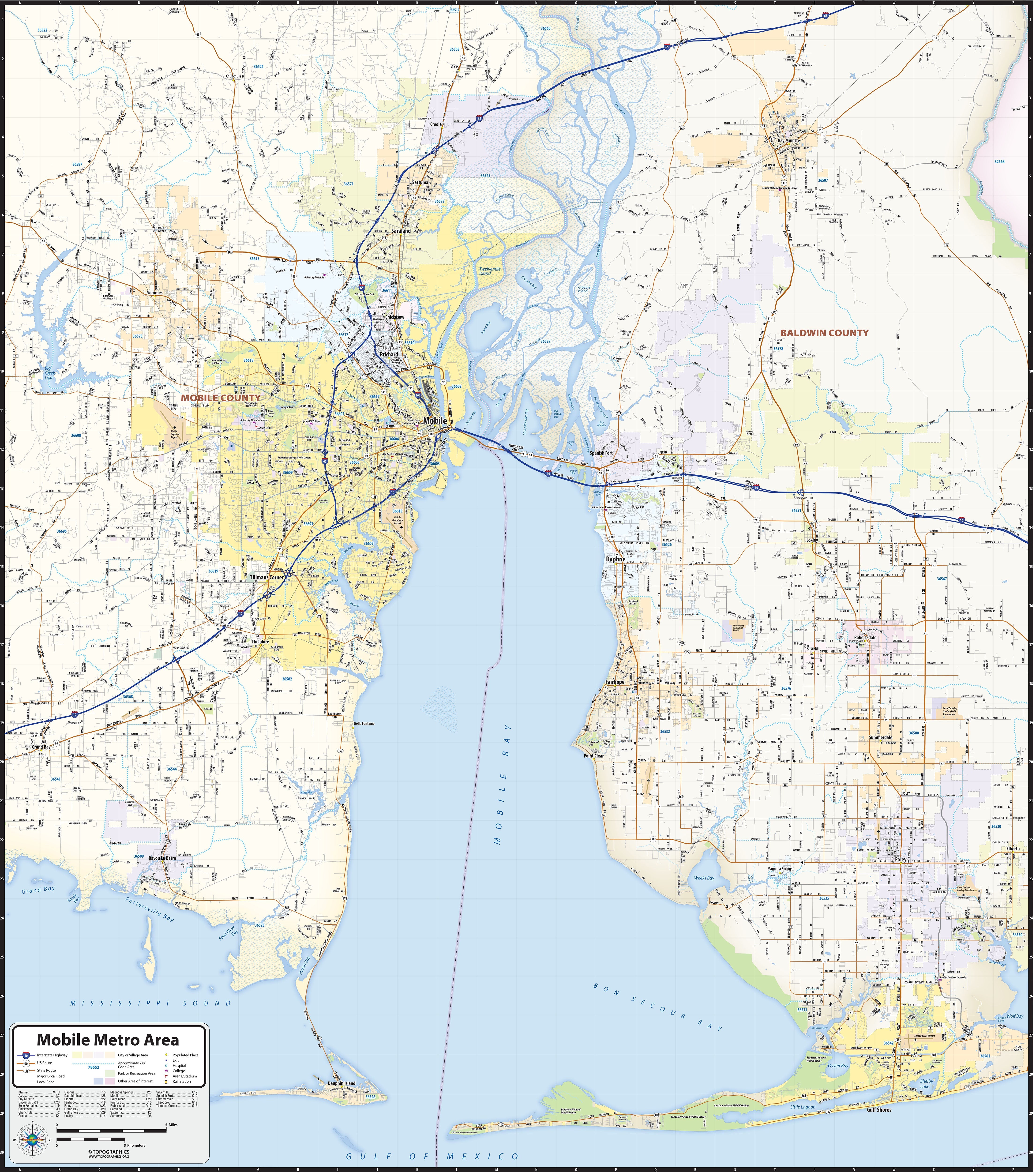 Alabama City Wall Maps – American Map Store