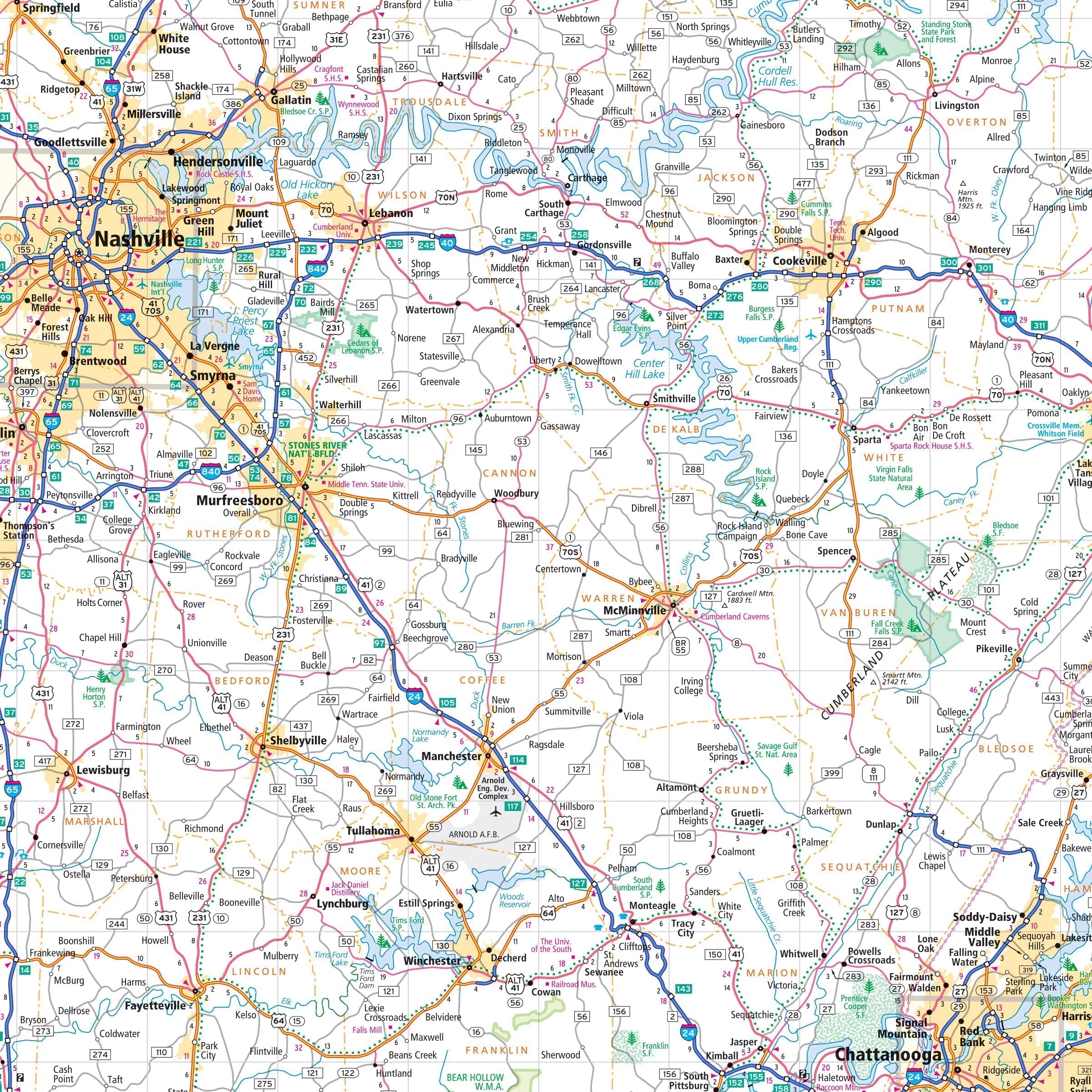 Tennessee City Wall Maps – American Map Store