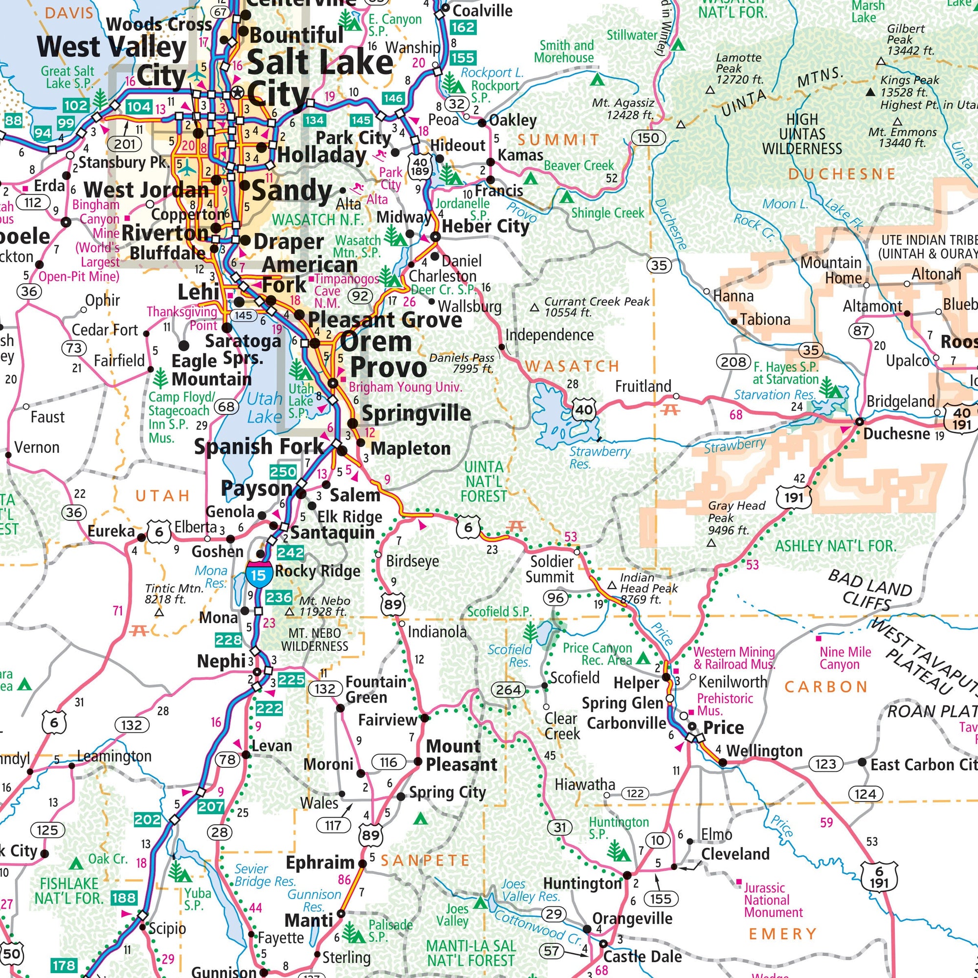 Map of the state of Utah