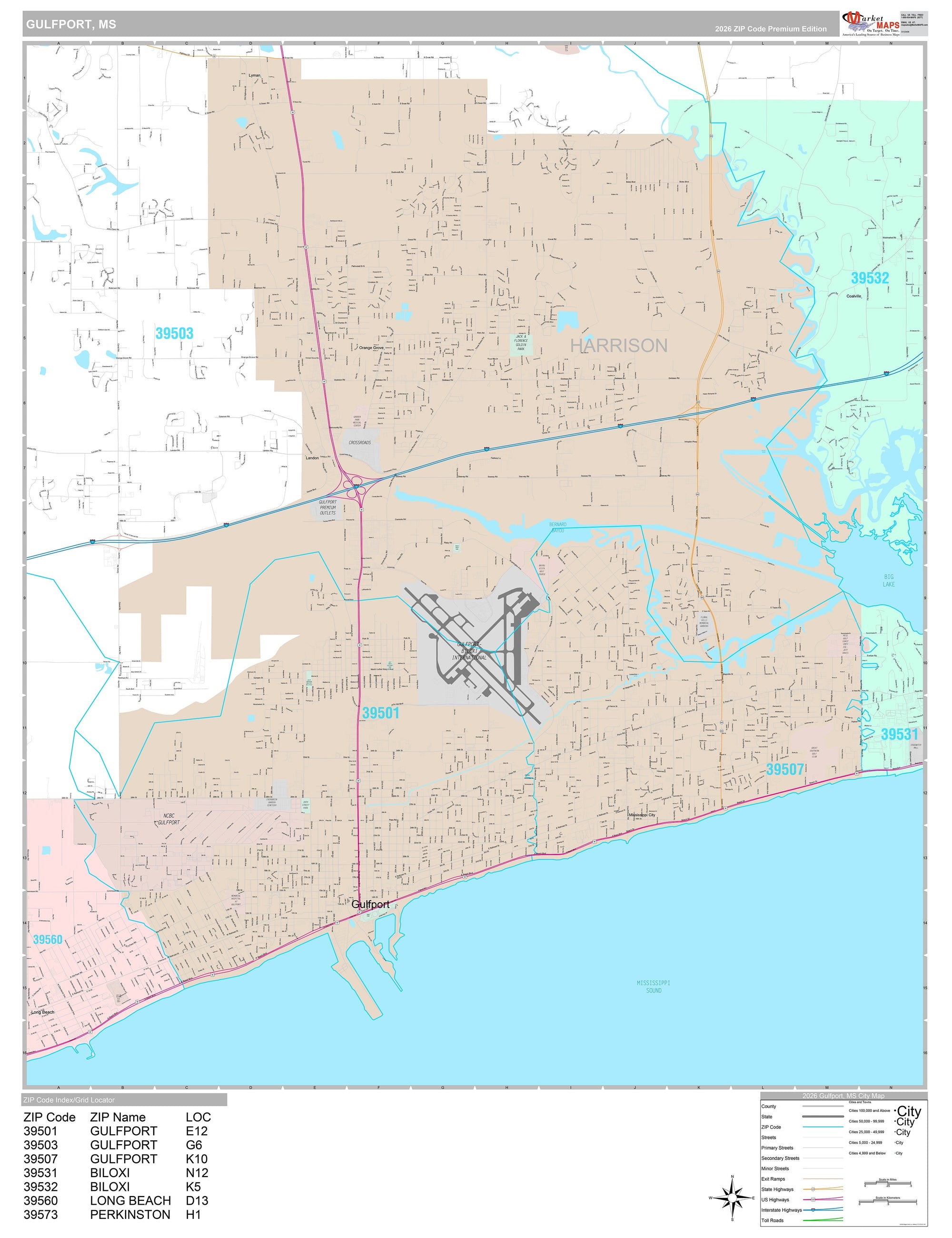 Mississippi City Wall Maps