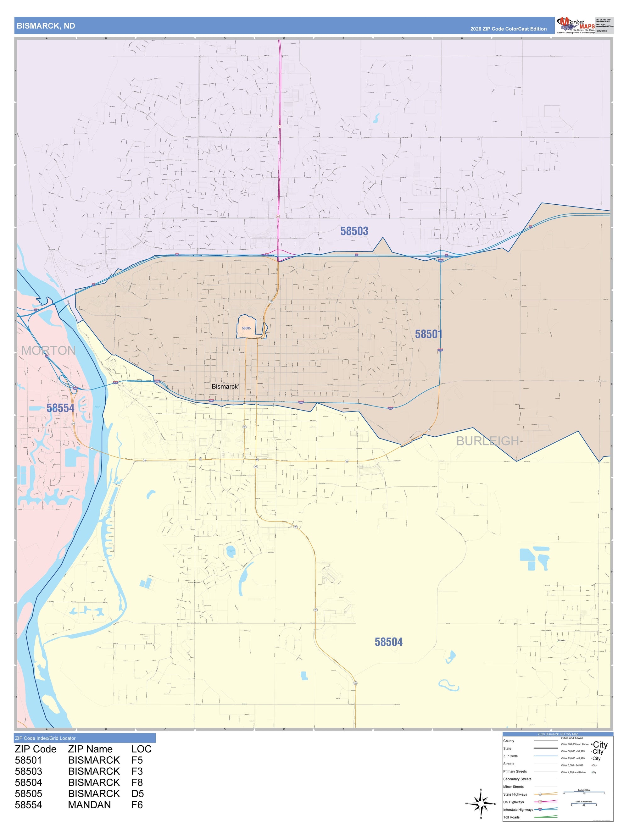 North Dakota City Wall Maps