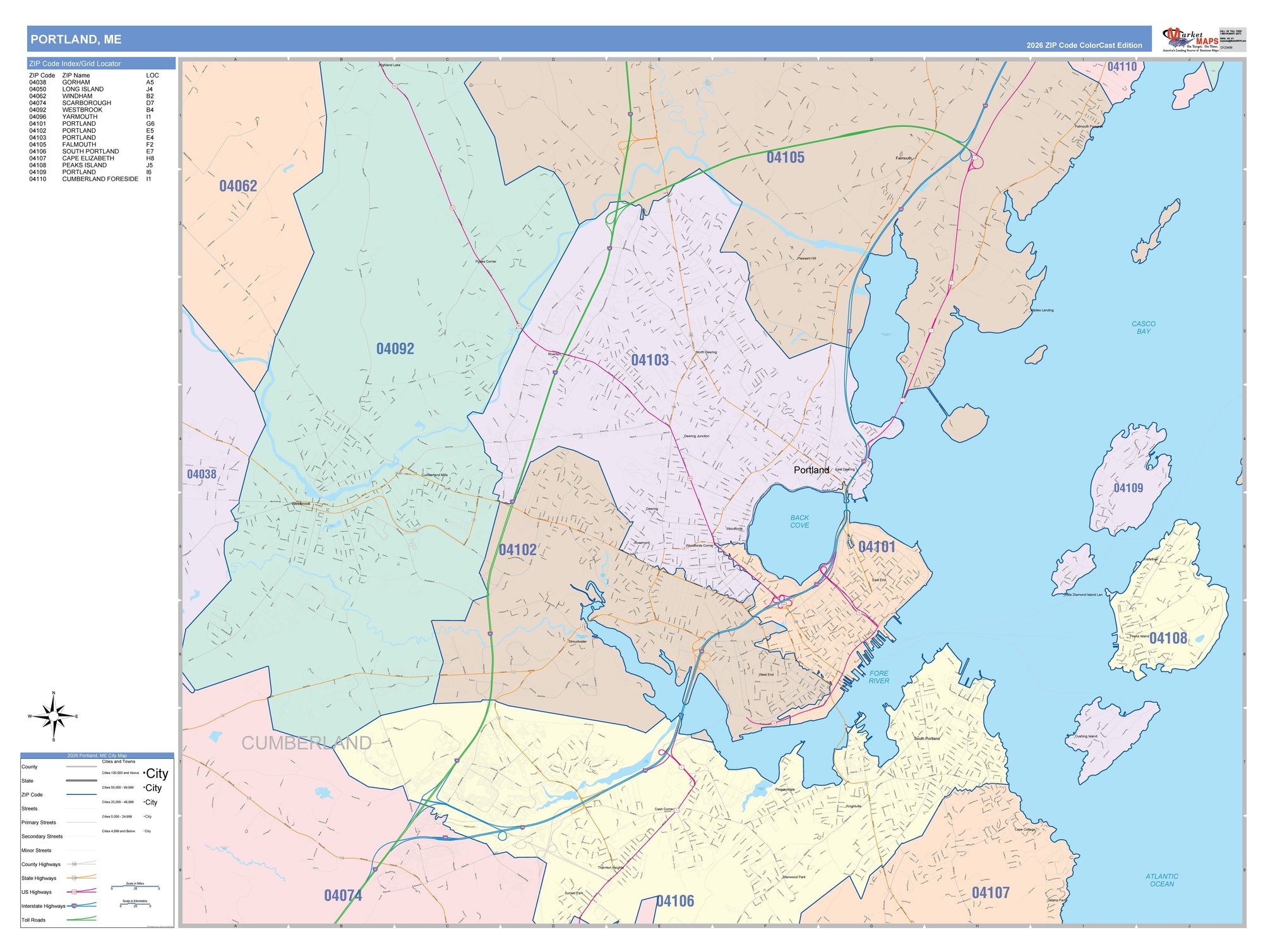 Maine City Wall Maps