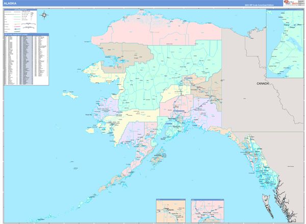 Color Cast Style Alaska Wall Map