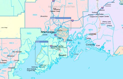 Color Cast Style Alaska Wall Map