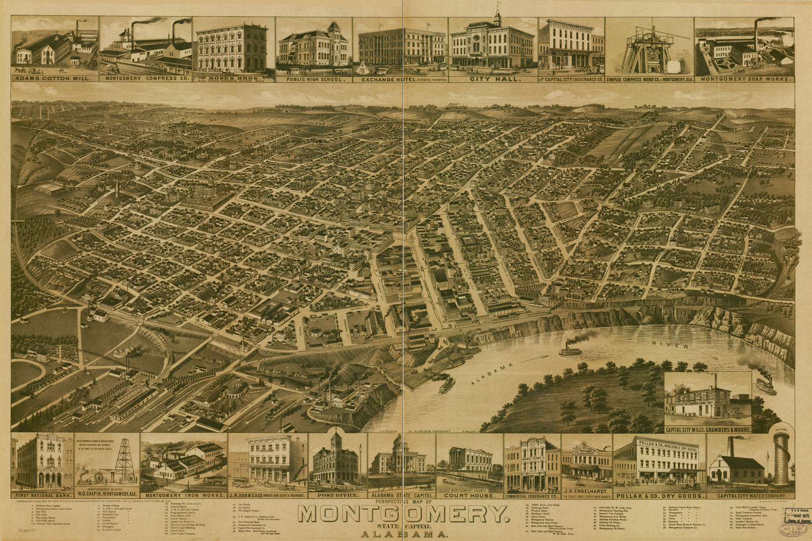 Bird's Eye View of Montgomery, Alabama, 1887