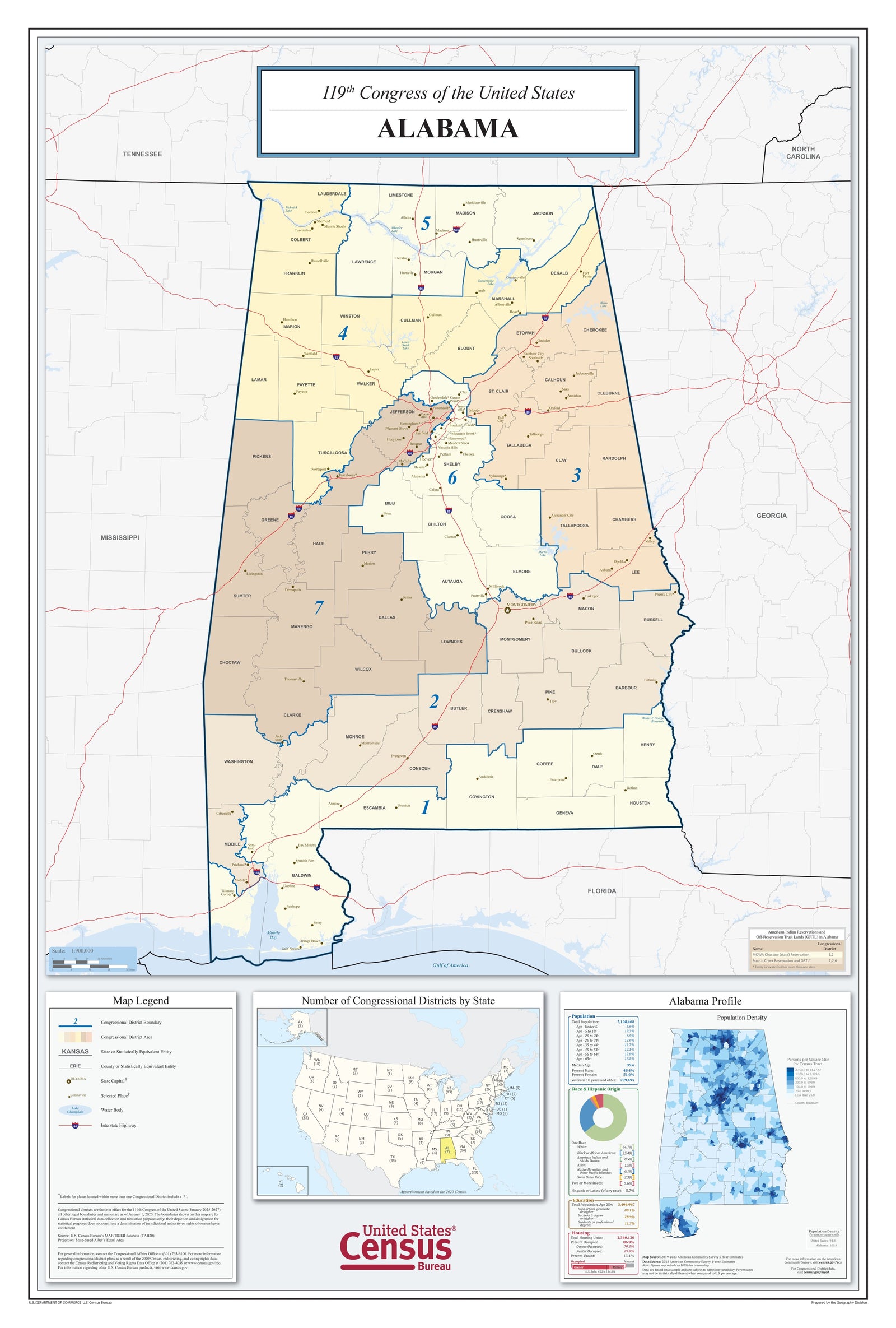Alabama Congressional District Wall Map