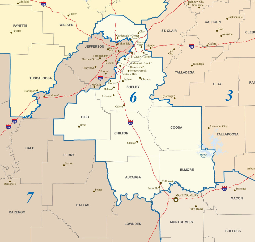 Alabama Congressional District Wall Map