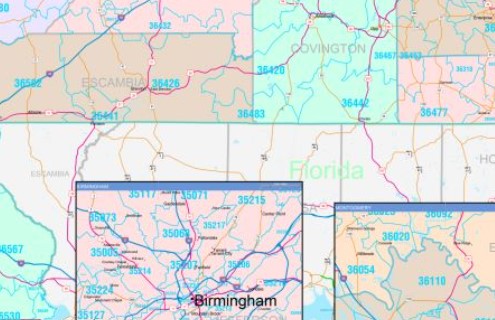 Color Cast Style Alabama Wall Map