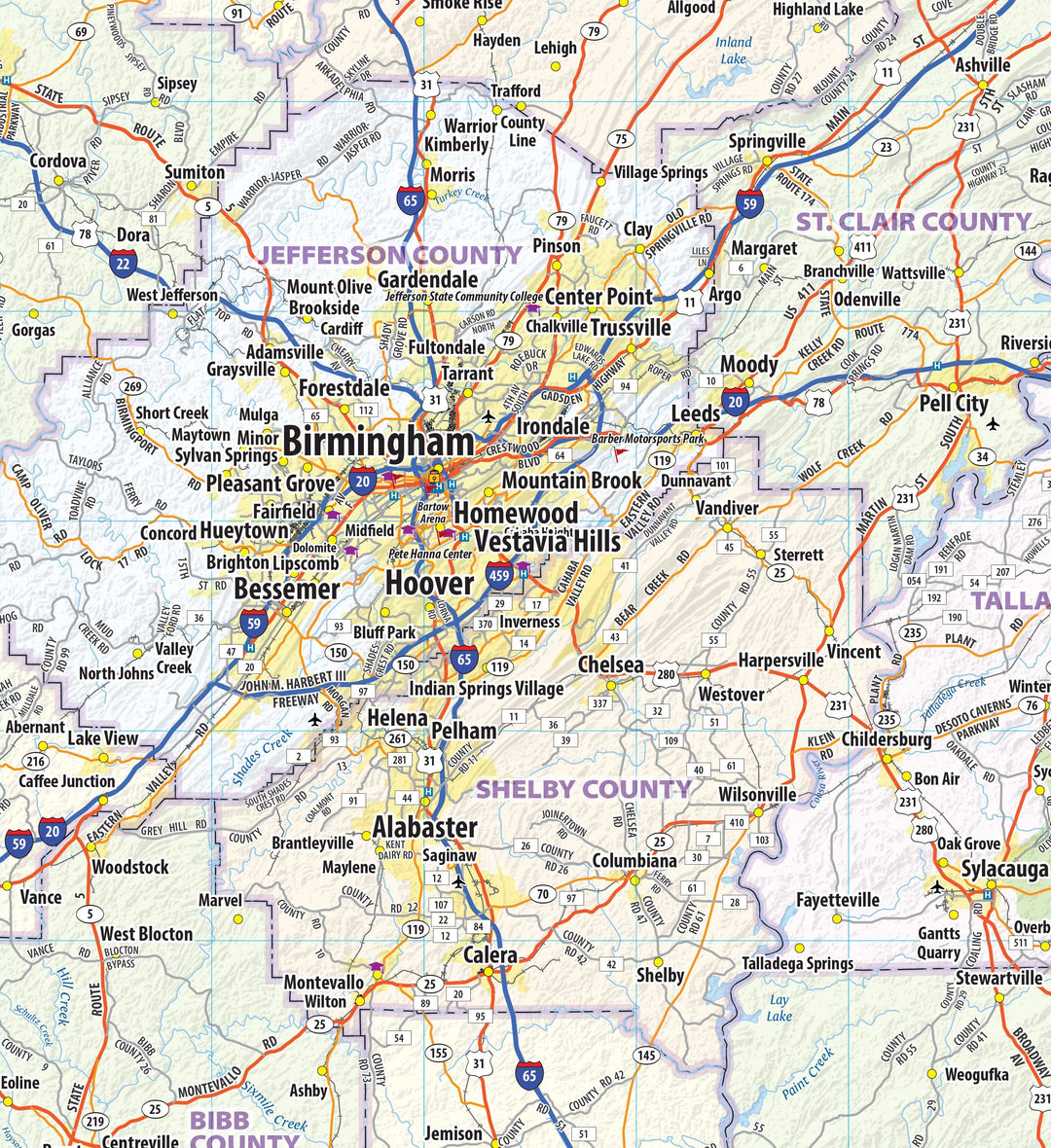 Alabama Wall Map by Topographics