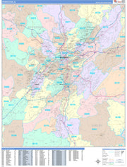 Color Cast Zip Code Style Wall Map of Birmingham, AL by Market Maps