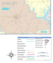 Color Cast Zip Code Style Wall Map of Birmingham, AL by Market Maps