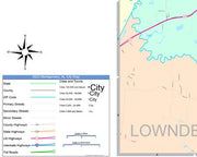 Colorcast Zip Code Style Wall Map of Montgomery, AL by Market Maps