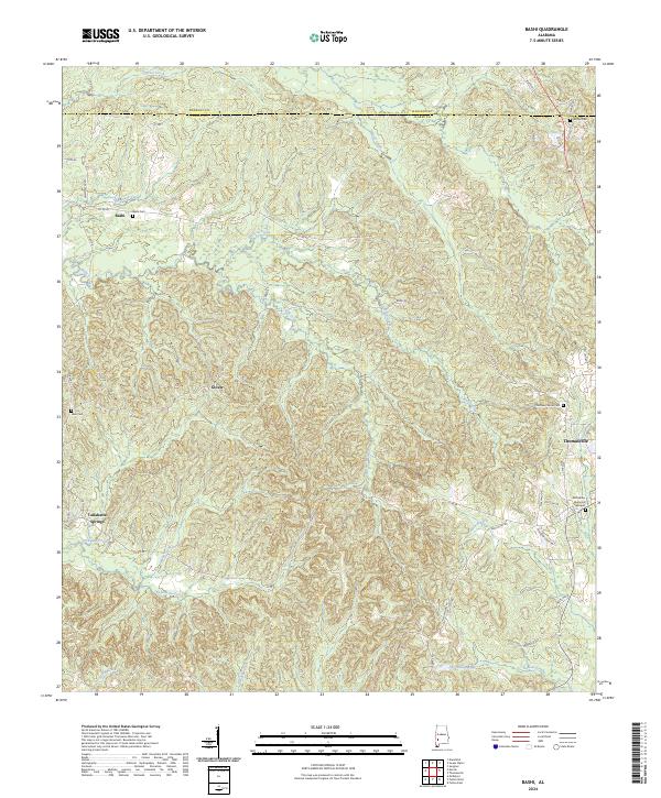 US Topo 7.5-minute map for Bashi AL