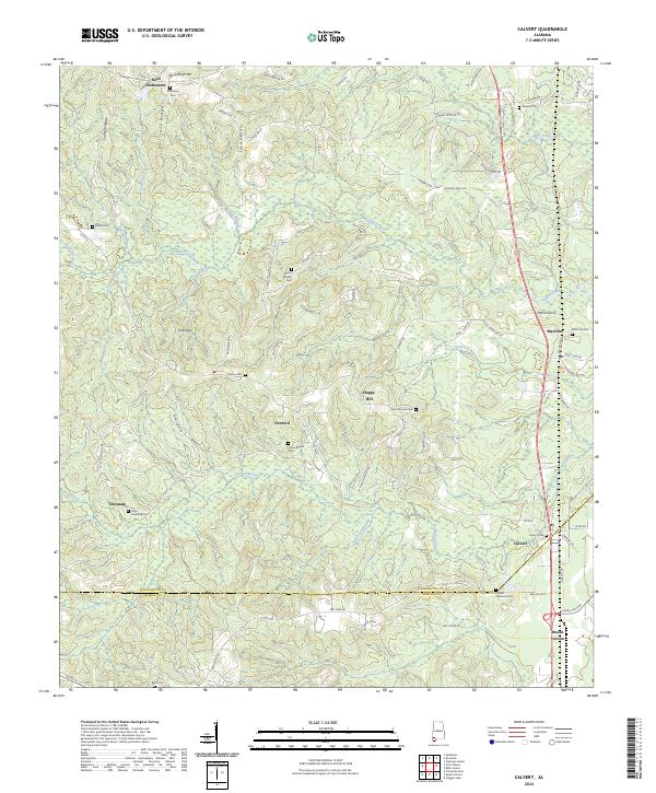 US Topo 7.5-minute map for Calvert AL – American Map Store