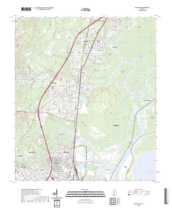 US Topo 7.5-minute map for Chickasaw AL